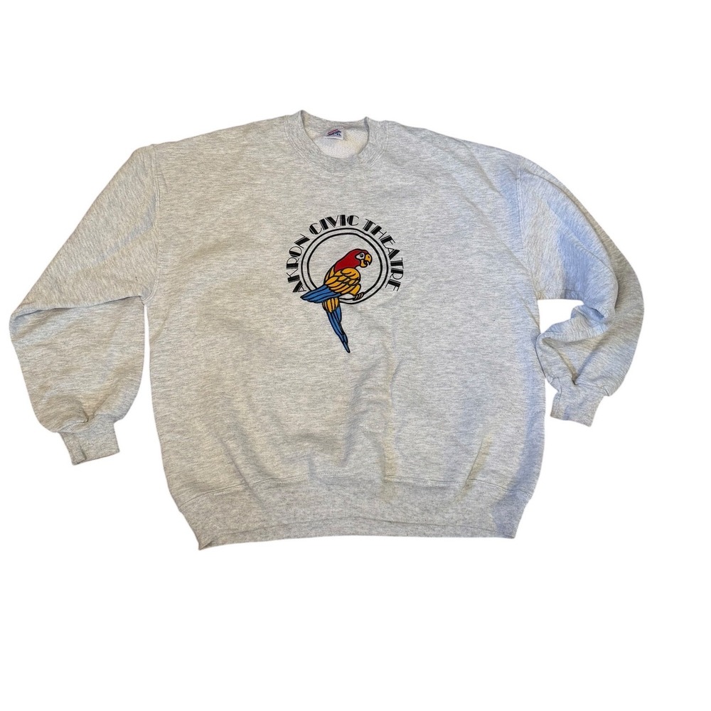 Vtg 80s Jerzees Super Sweats Akron Civic Theatre Parrot Sweatshirt XL Streetwear